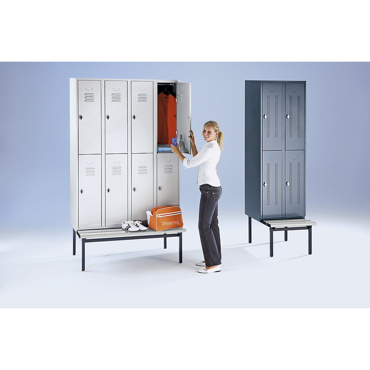 Lockerkast Berlin 1 met twee verdiepingen en zitbank – Wolf (Productafbeelding 9)-8
