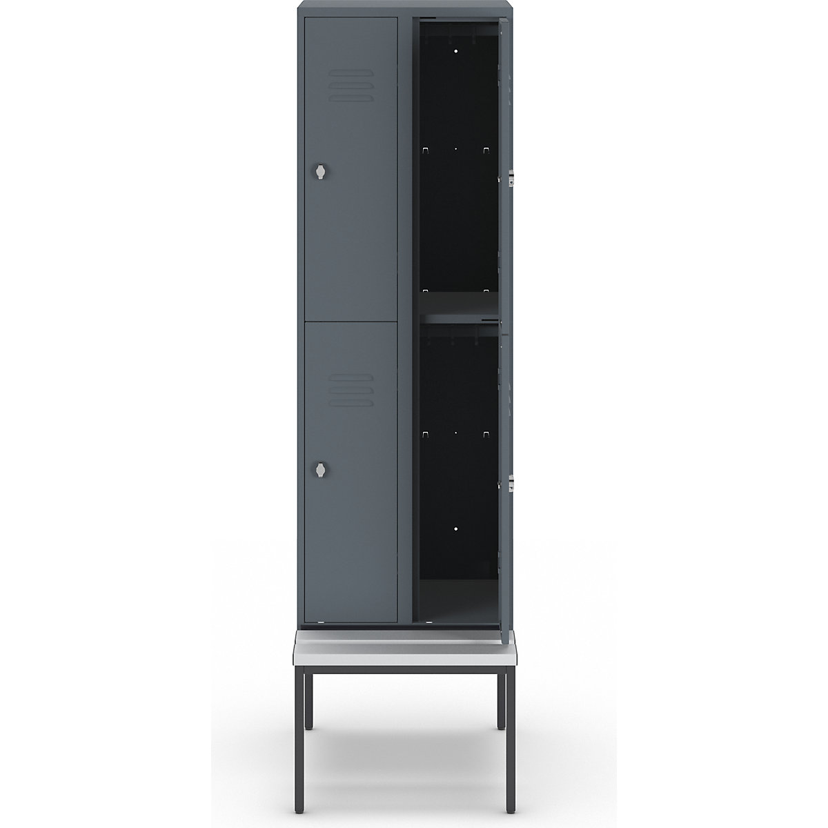 Lockerkast Berlin 2 met twee verdiepingen en zitbank – Wolf (Productafbeelding 3)-2