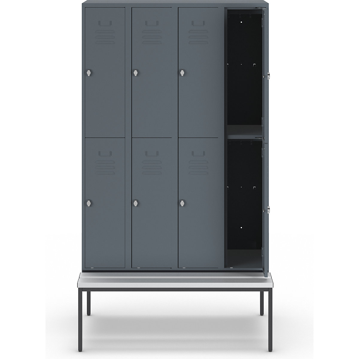 Lockerkast Berlin 2 met twee verdiepingen en zitbank – Wolf (Productafbeelding 3)-2