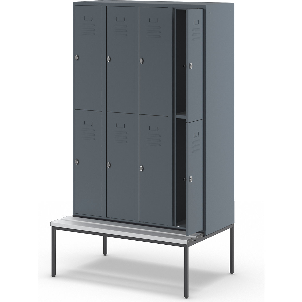 Lockerkast Berlin 2 met twee verdiepingen en zitbank – Wolf (Productafbeelding 8)-7