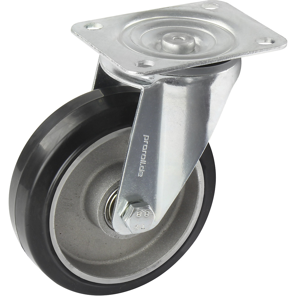 Elastická celogumová obruč, čierná – Proroll, Ø x šírka kolesa 100 x 40 mm, voštinový disk, otočné koliesko-4