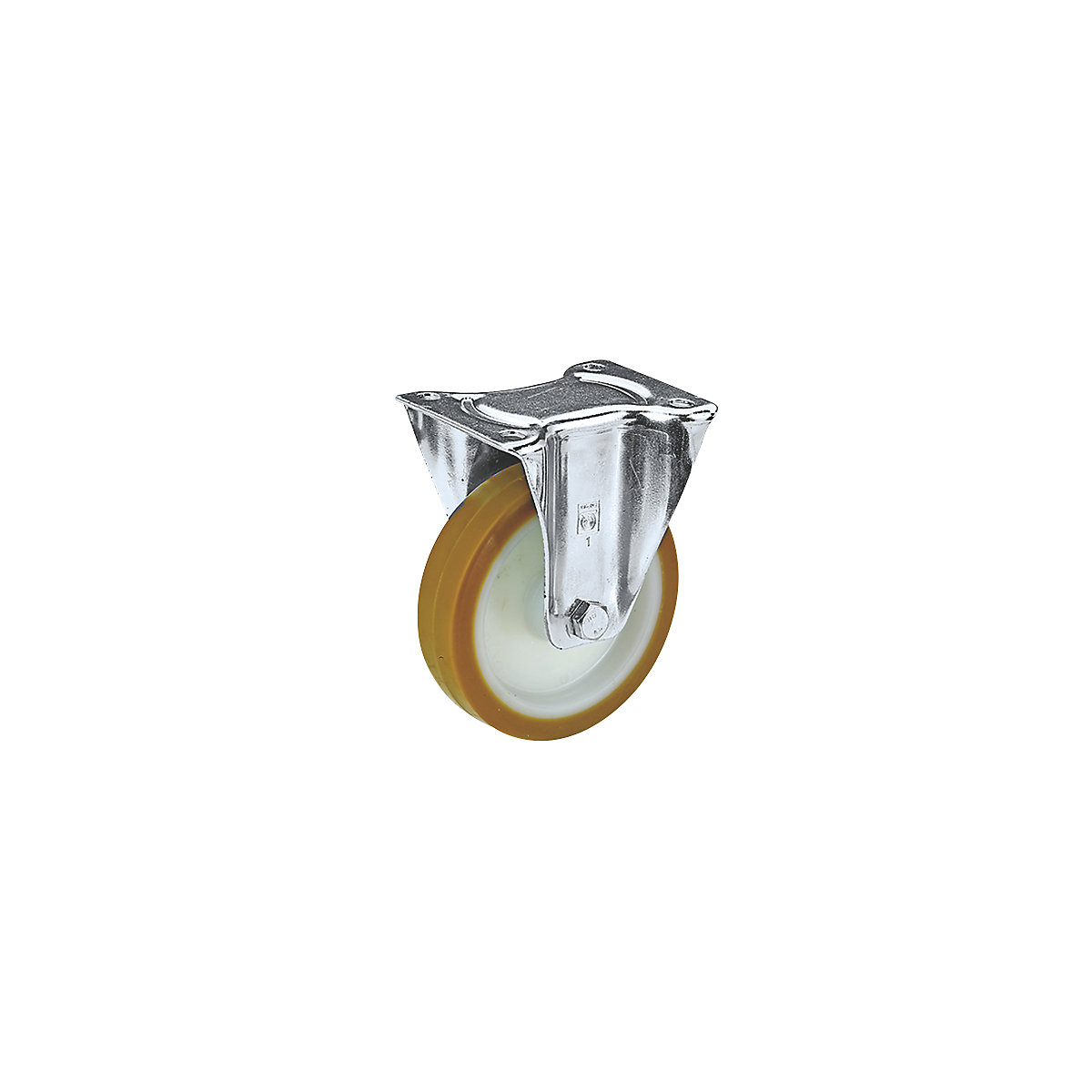 Polyuretánová obruč na polyamidovom disku – Wicke, Ø x šírka kolesa 100 x 35 mm, konštrukčná výška 125 mm, pevné koliesko s klzným ložiskom-3