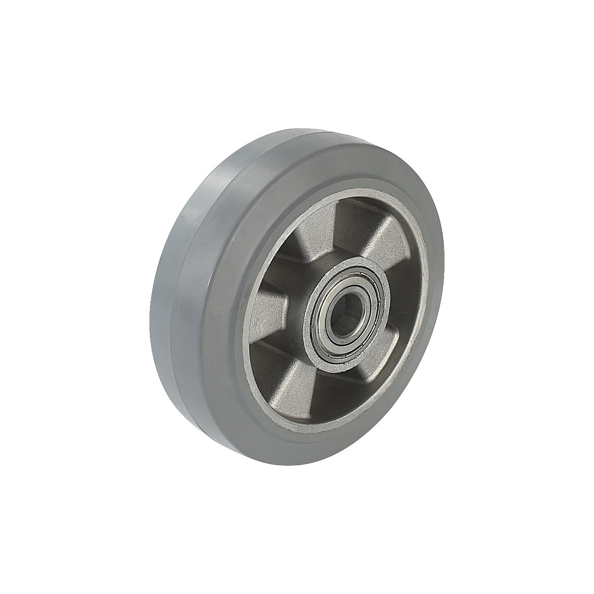 Elastični kotač od pune gume, u sivoj boji – Proroll, precizni kuglični ležajevi, Ø x širina kotača 160 x 50 mm-2
