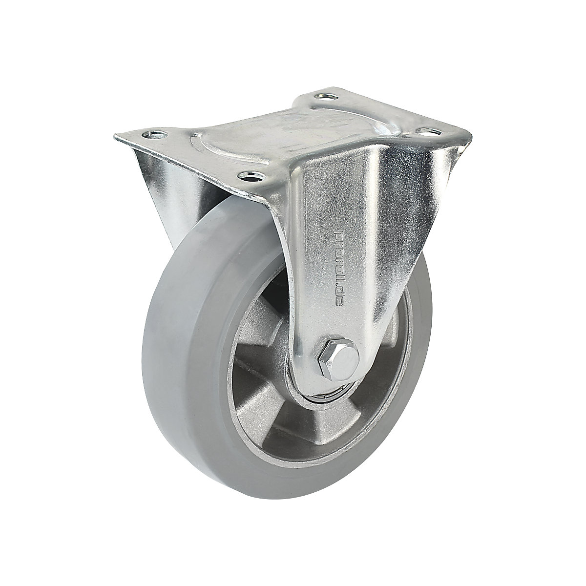 Elastični kotač od pune gume, u sivoj boji – Proroll, Ø x širina kotača 160 x 50 mm, fiksni kotač-5