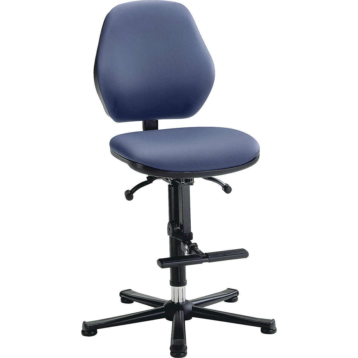 Krzesło do pracy – bimos, stały kontakt pleców z oparciem, na ślizgaczach z podnóżkiem, obicie z imitacji skóry-2