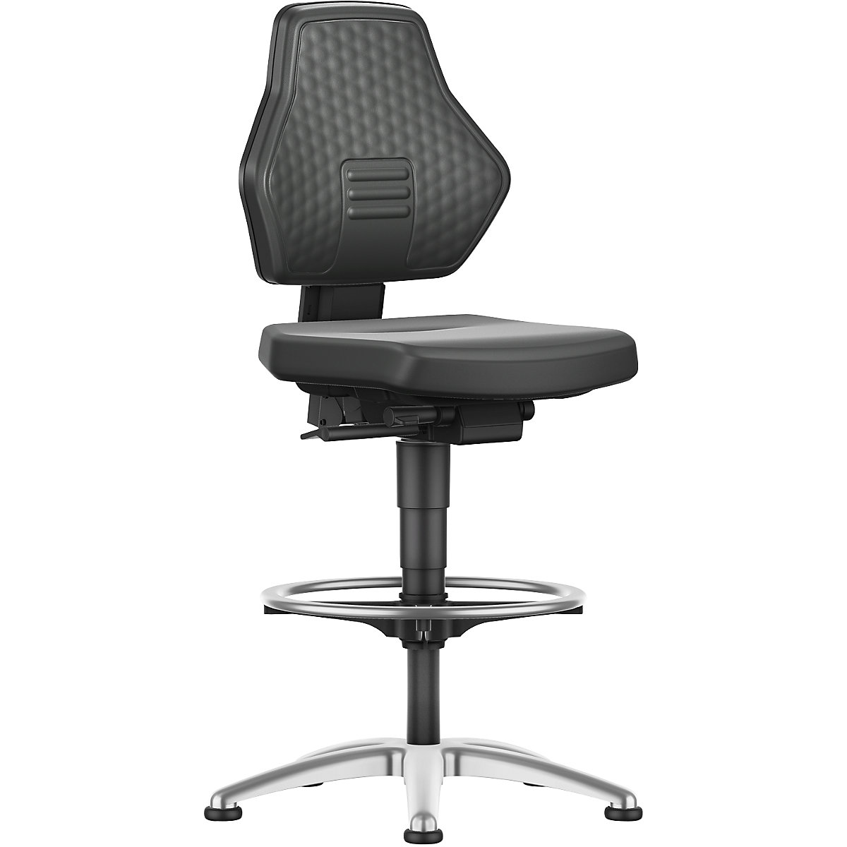 Obrotowe krzesło do pracy AIR FLOW – bimos, na ślizgaczach i z podpórką na stopy, obicie w imitacji skóry czarne-3