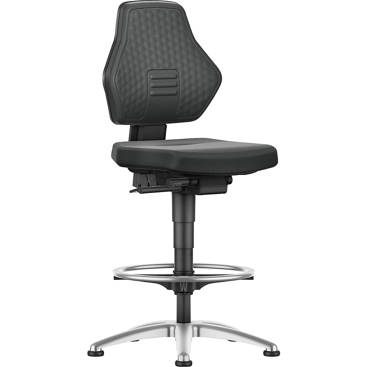 Obrotowe krzesło do pracy AIR FLOW – bimos, na ślizgaczach i z podpórką na stopy, obicie Supertec czarne-4