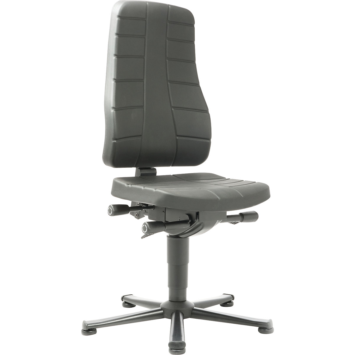 Obrotowe krzesło do pracy All-in-One – bimos, na ślizgaczach podłogowych, pianka poliuretanowa, czarna-5