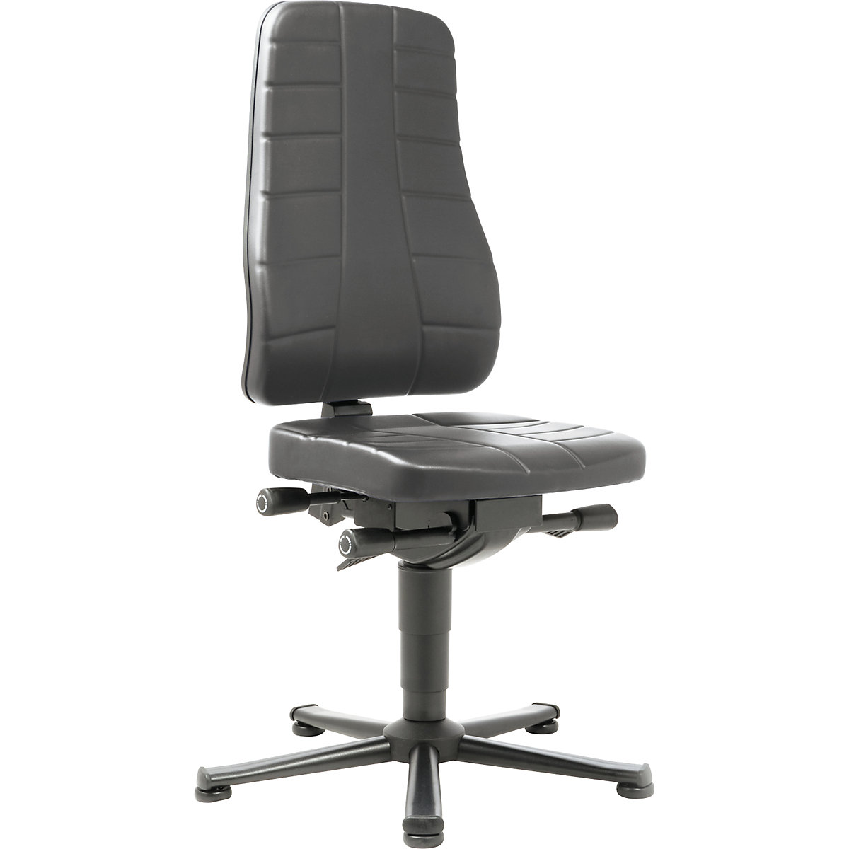Obrotowe krzesło do pracy All-in-One – bimos, na ślizgaczach podłogowych, imitacja skóry, czarna-6