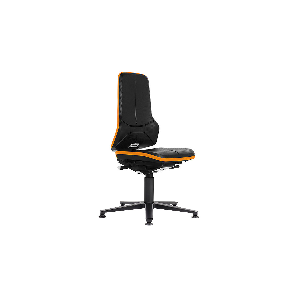 Obrotowe krzesło do pracy ESD NEON, ślizgacze – bimos, mechanizm stałego kontaktu, pianka PU, elastyczna taśma pomarańczowa-4
