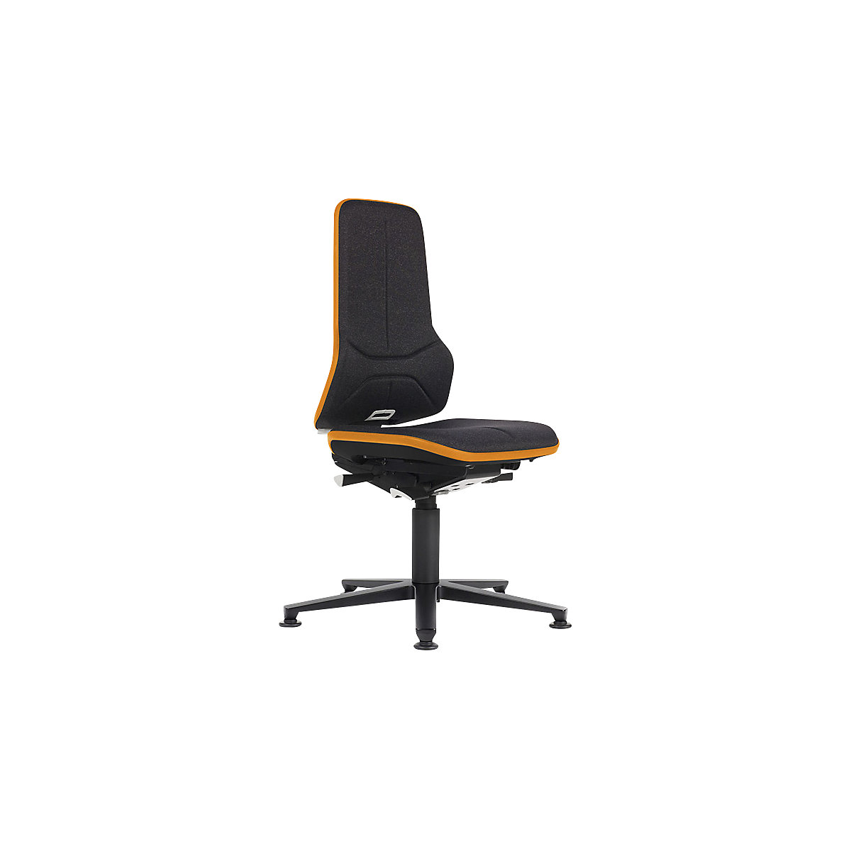 Obrotowe krzesło do pracy ESD NEON, ślizgacze – bimos, mechanizm stałego kontaktu, materiał, elastyczna taśma pomarańczowa-2