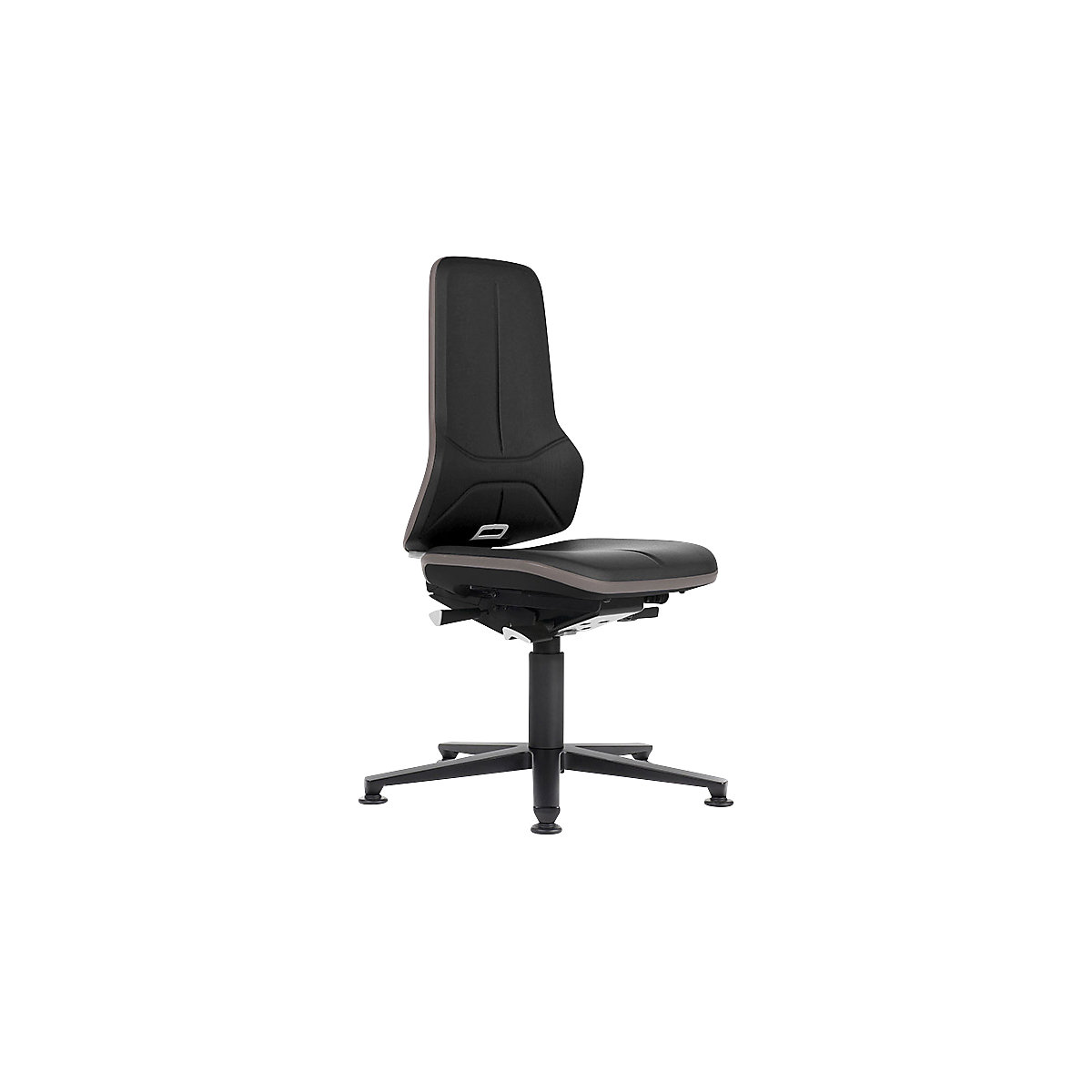 Obrotowe krzesło do pracy ESD NEON, ślizgacze – bimos, mechanizm stałego kontaktu, imitacja skóry, elastyczna taśma szara-5