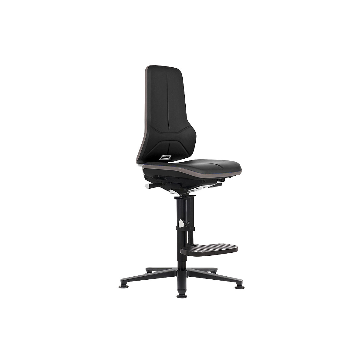 Obrotowe krzesło do pracy ESD NEON, ślizgacze, podpórka – bimos, mechanizm stałego kontaktu, imitacja skóry, elastyczna taśma szara-4