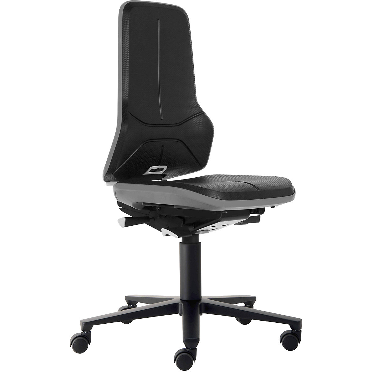 Obrotowe krzesło do pracy NEON, rolki – bimos, mechanizm stałego kontaktu, pianka PU, elastyczna taśma szara-13