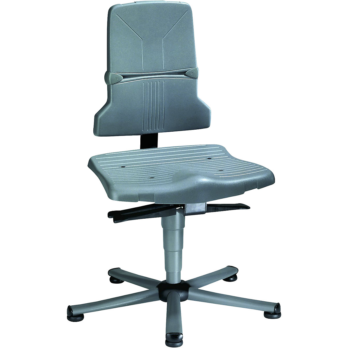 Obrotowe krzesło do pracy SINTEC – bimos, stały kontakt pleców z oparciem, regulacja nachylenia siedziska, szkielet z rurki stalowej na 5 nogach i ślizgaczach podłogowych-6