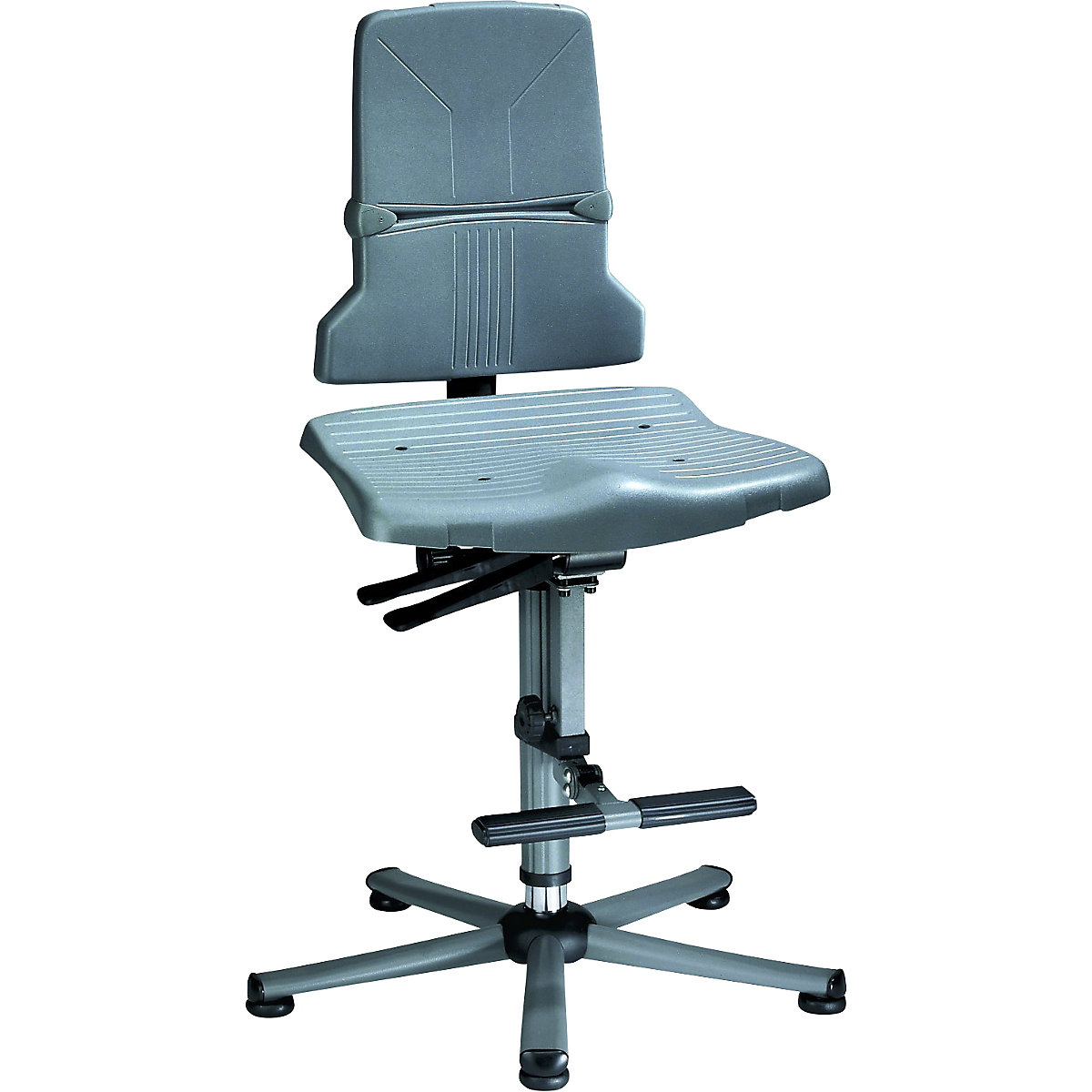 Obrotowe krzesło do pracy SINTEC – bimos, mechanizm synchroniczny, szkielet z rurki stalowej na 5 nogach i ślizgaczach z podnóżkiem-7