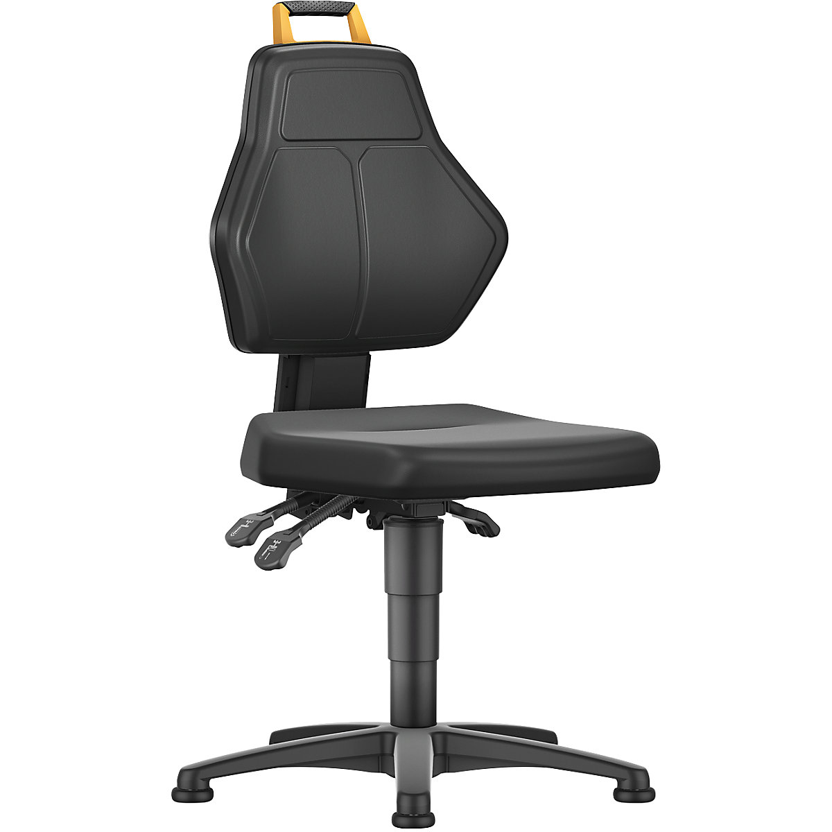 Obrotowe krzesło do pracy, czarne – eurokraft pro, na ślizgaczach, obicie w imit. skóry-4