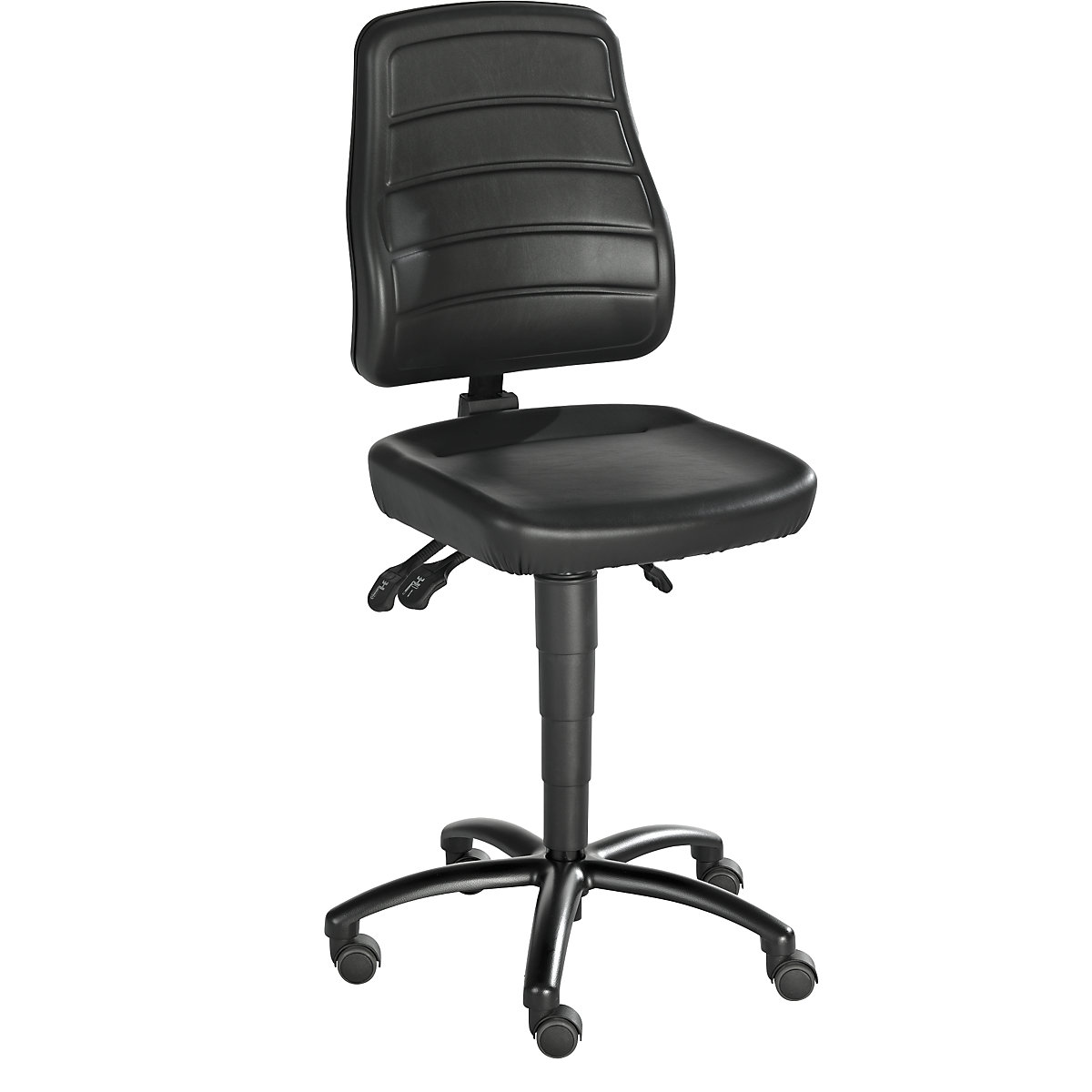 Obrotowe krzesło do pracy – eurokraft pro, imitacja skóry, z rolkami-5