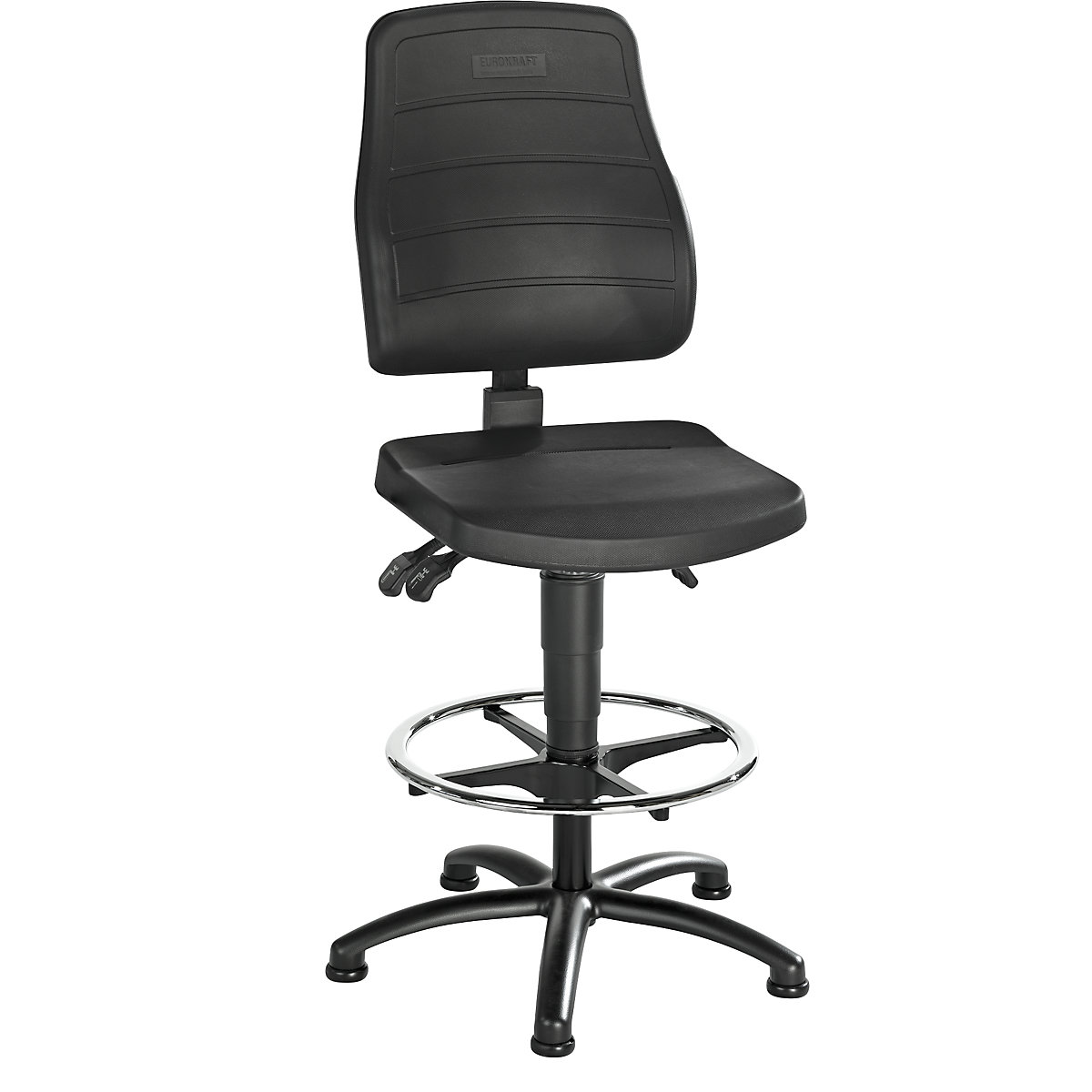 Obrotowe krzesło do pracy – eurokraft pro, pianka PU, na ślizgaczach podłogowych i z podpórką na stopy-6