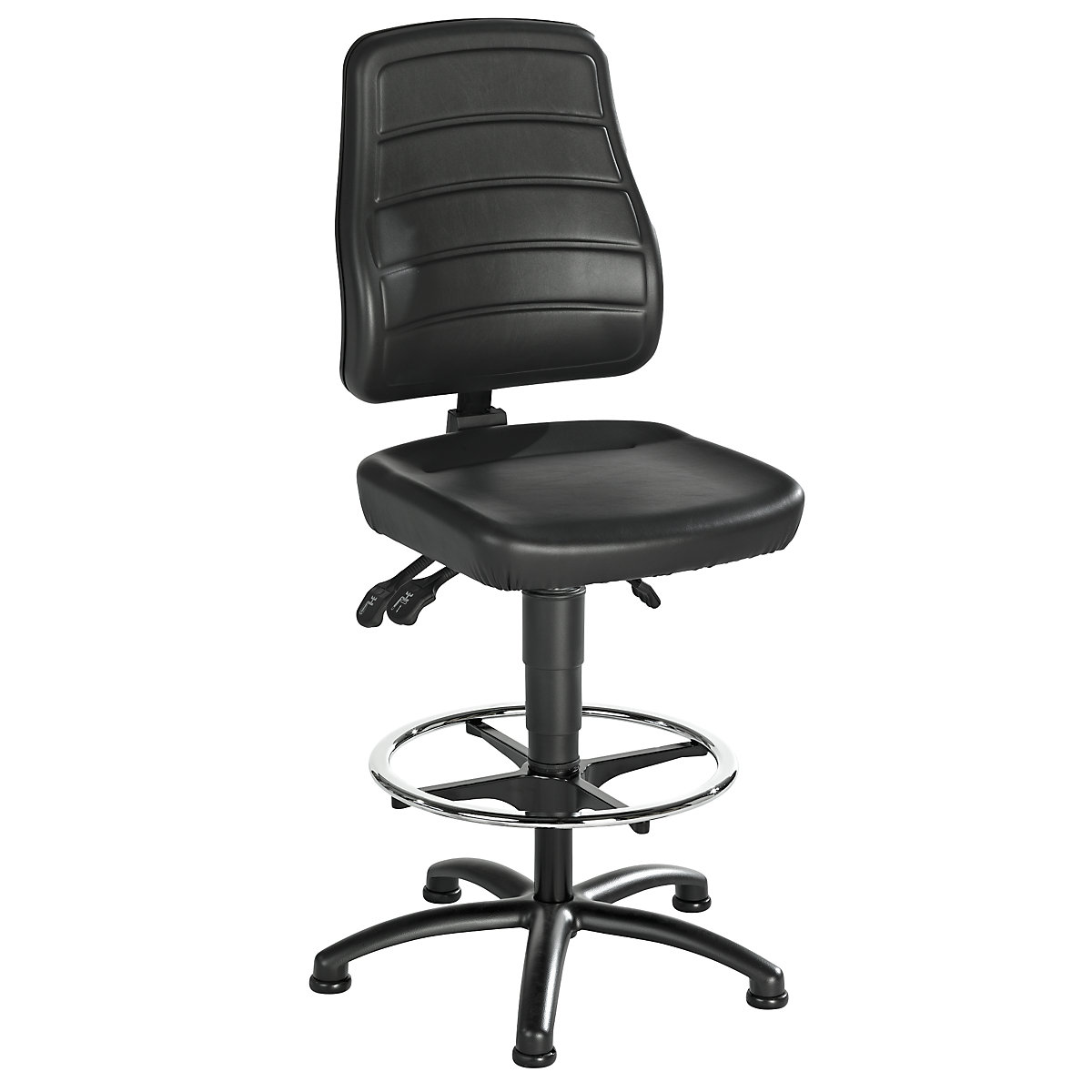 Obrotowe krzesło do pracy – eurokraft pro, imitacja skóry, na ślizgaczach podłogowych i z podpórką na stopy-7