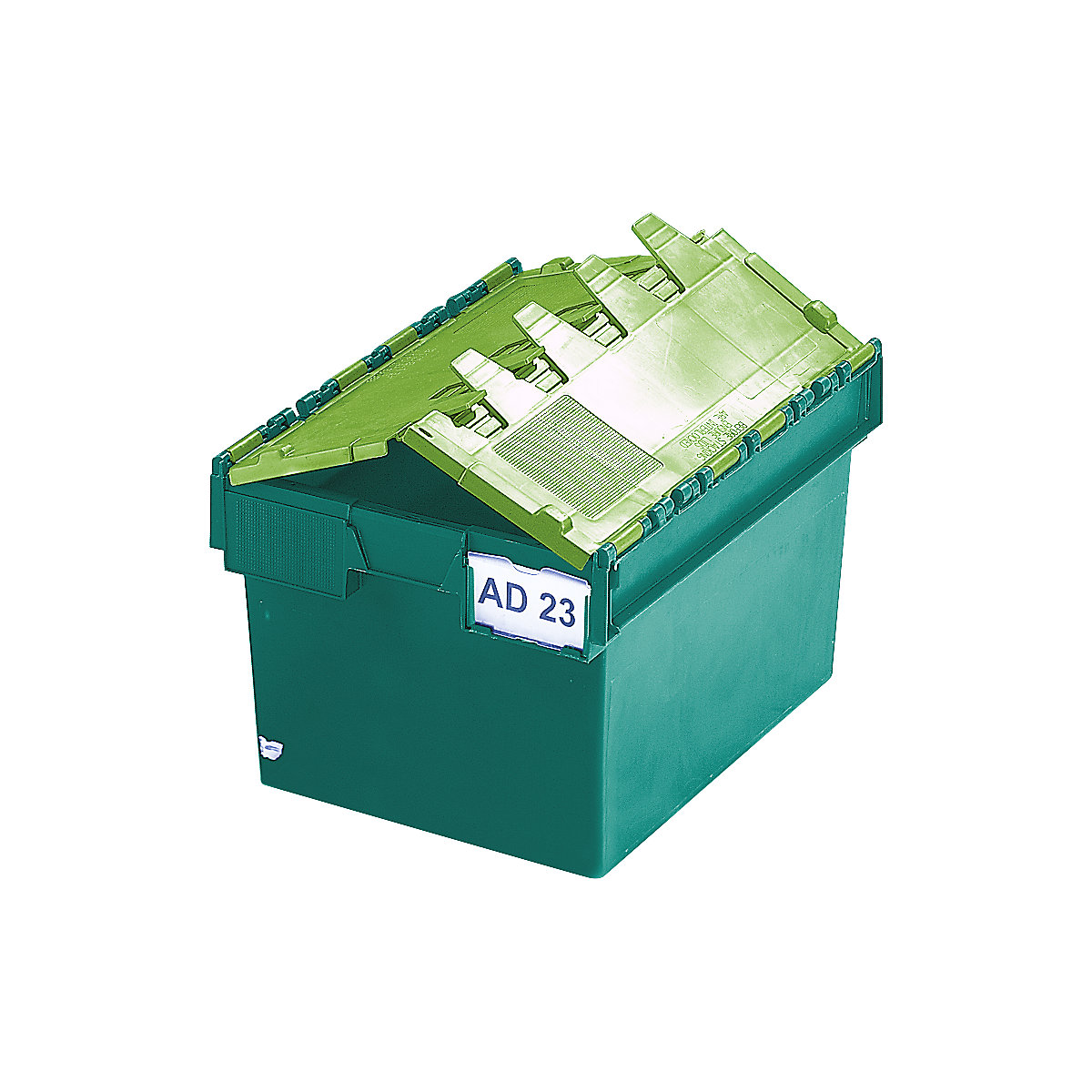 Spremnik za slaganje za višekratnu uporabu s preklopnim poklopcem, volumen 54 litara, DxŠxV 600 x 400 x 320 mm, u zelenoj boji, od 10 komada