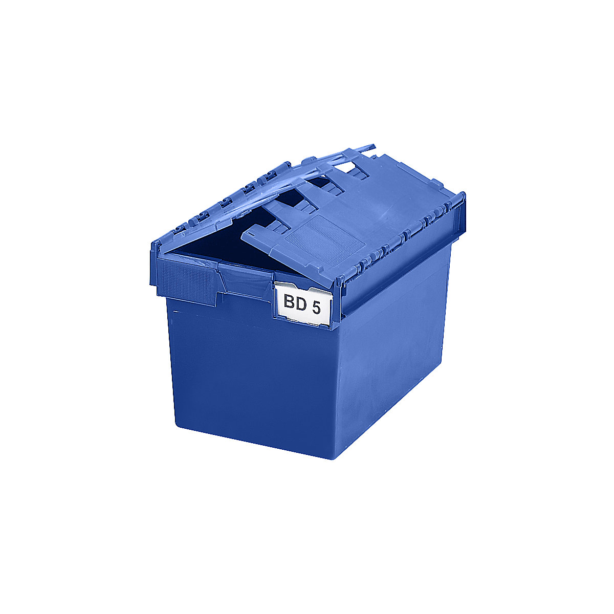 Spremnik za slaganje za višekratnu uporabu s preklopnim poklopcem, volumen 64 litara, DxŠxV 600 x 400 x 365 mm, u plavoj boji, od 10 komada
