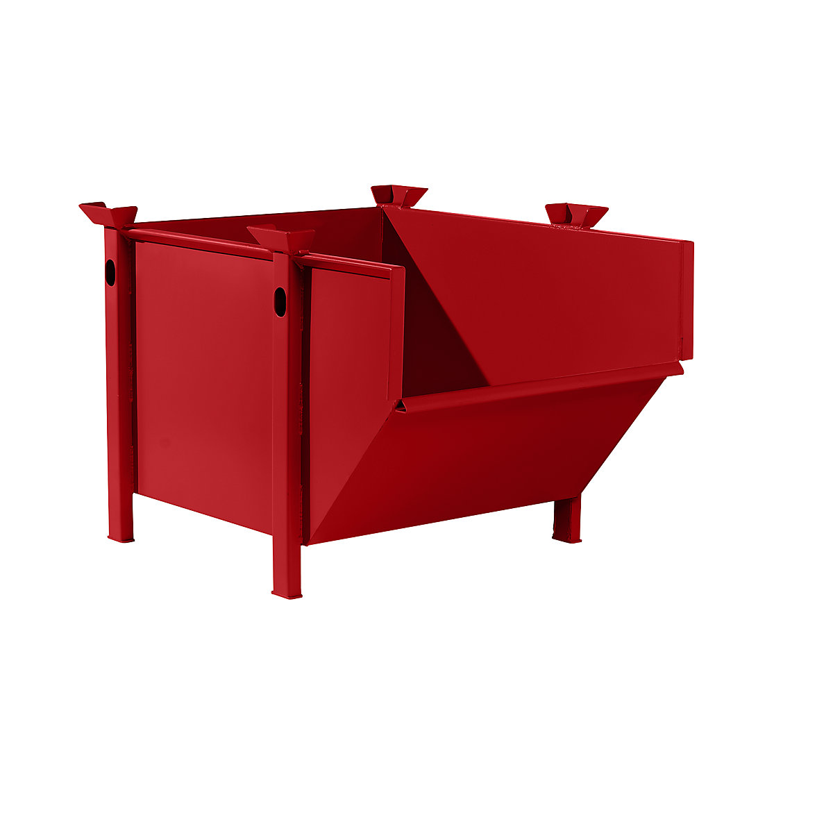 Spremnik od čeličnog lima – eurokraft pro, volumen 0,5 m³, bez preklopnog poklopca za sitne dijelove, u vatreno crvenoj boji-5