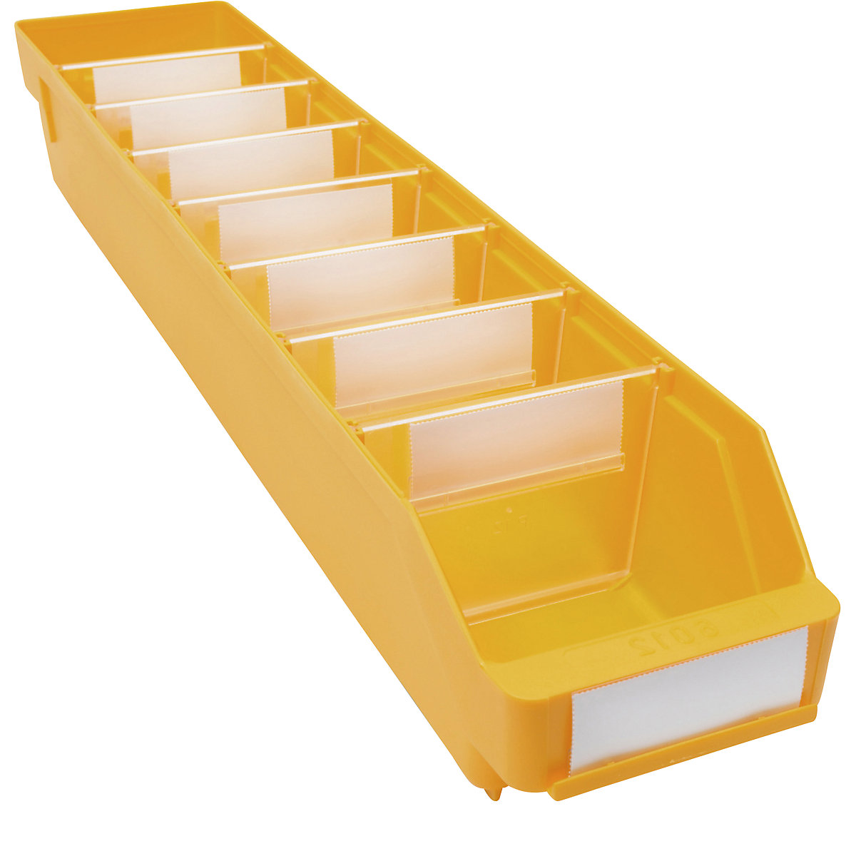 Kutija za regale od polipropilena otpornog na udarce – STEMO, u žutoj boji, DxŠxV 600 x 118 x 95 mm, pak. 30 kom.-21