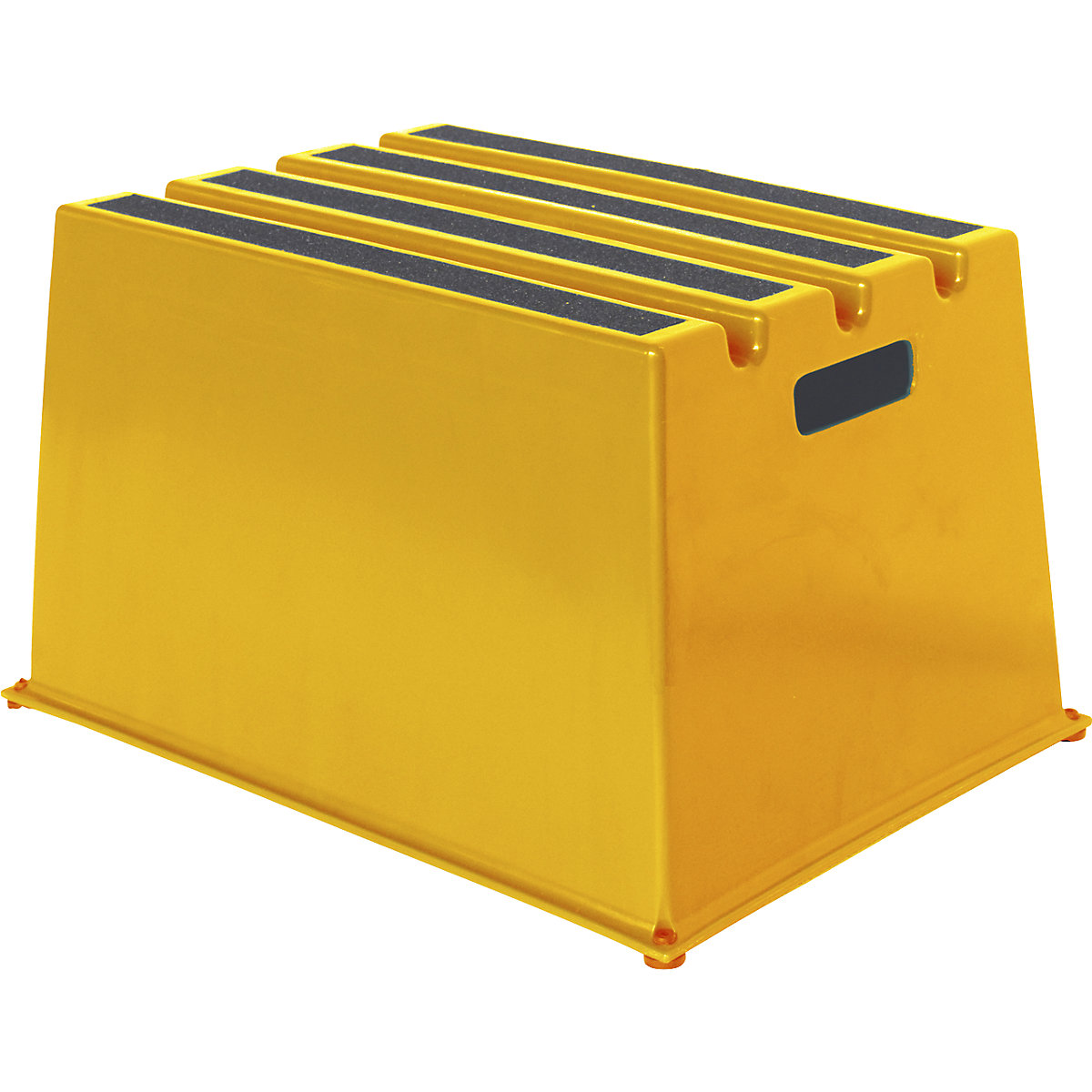 Műanyag fellépő csúszásmentes fokokkal – Twinco, teherbírás 150 kg, 1 lépcsőfok, sárga-7