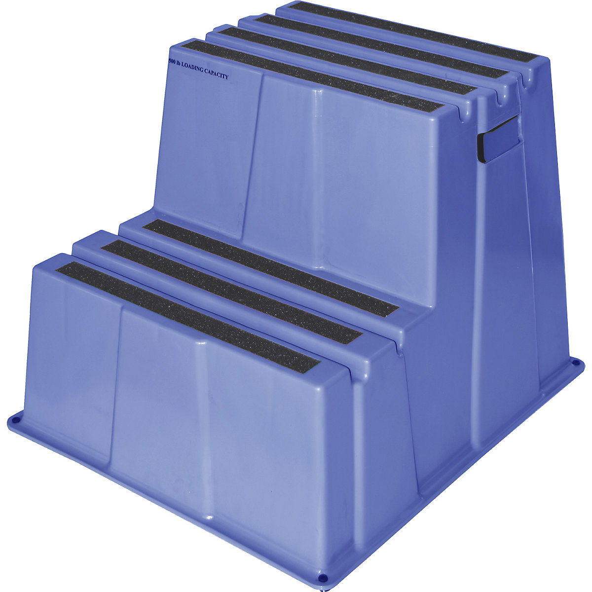 Műanyag fellépő csúszásmentes fokokkal – Twinco, teherbírás 150 kg, 2 lépcsőfok, kék-1