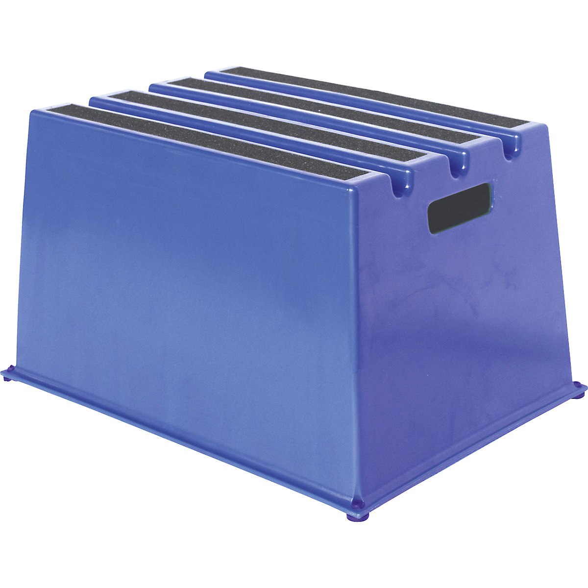 Műanyag fellépő csúszásmentes fokokkal – Twinco, teherbírás 150 kg, 1 lépcsőfok, kék-2