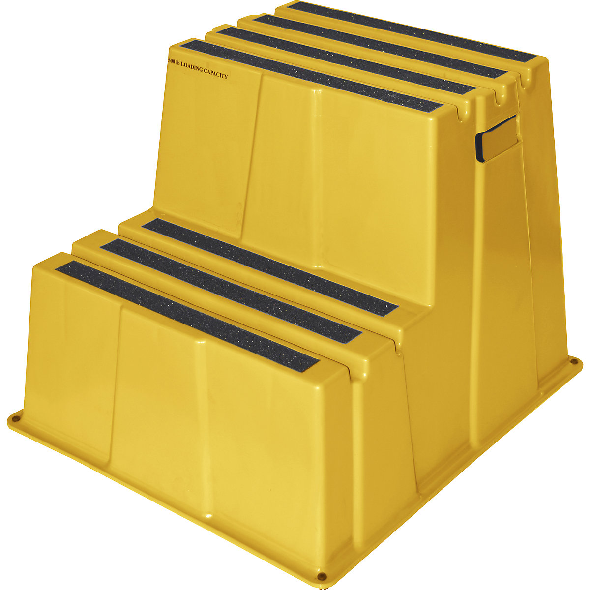 Műanyag fellépő csúszásmentes fokokkal – Twinco, teherbírás 150 kg, 2 lépcsőfok, sárga-3
