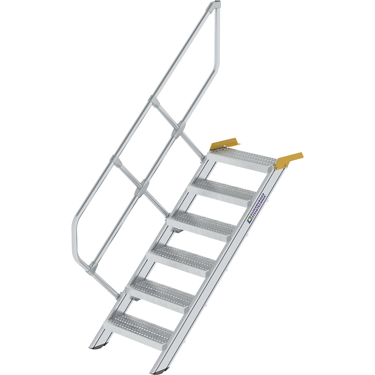 Ipari lépcső – MUNK, perforált lemezes acélfokok, lépcsőfokok szélessége 600 mm, 6 lépcsőfok-8