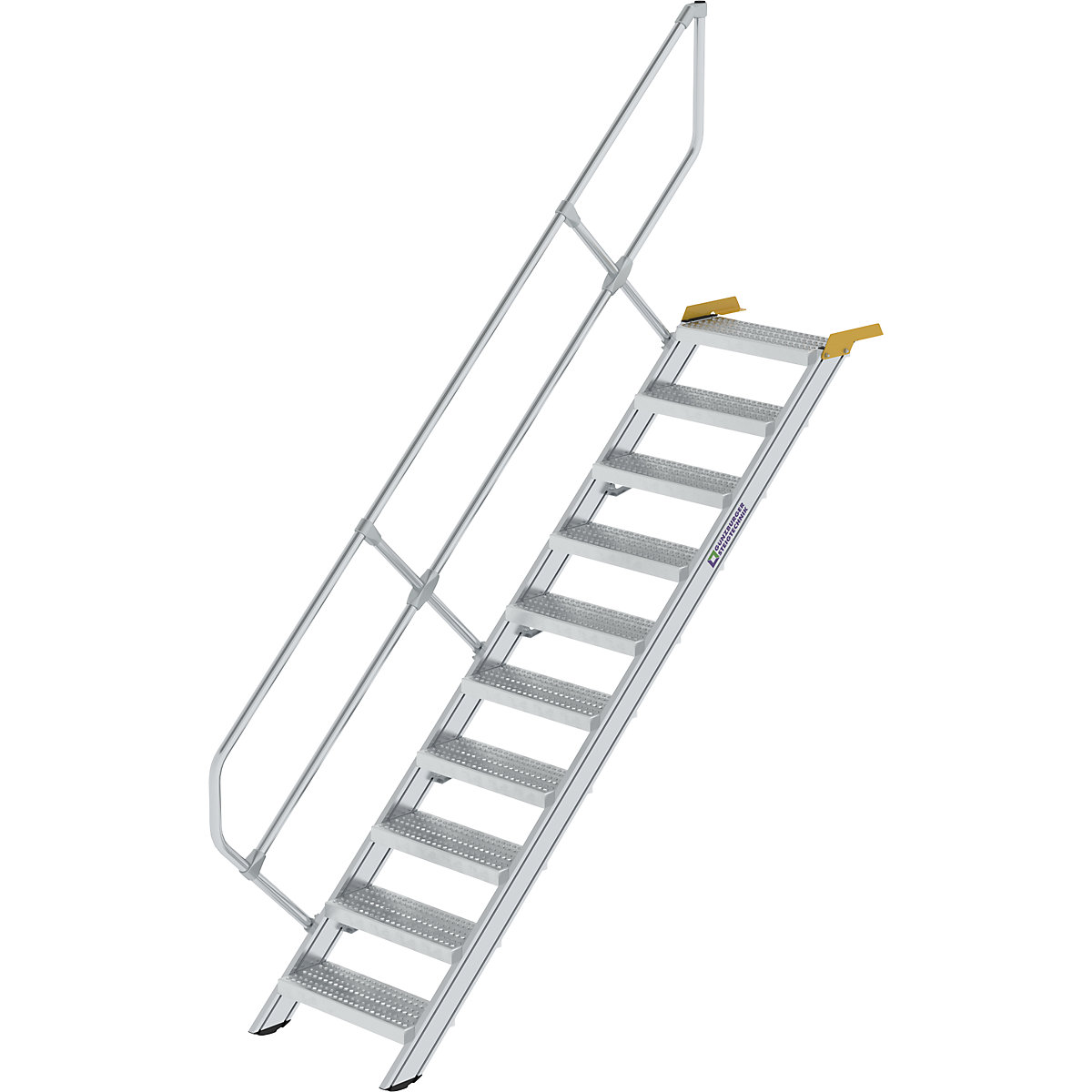 Ipari lépcső – MUNK, perforált lemezes acélfokok, lépcsőfokok szélessége 600 mm, 10 lépcsőfok-7