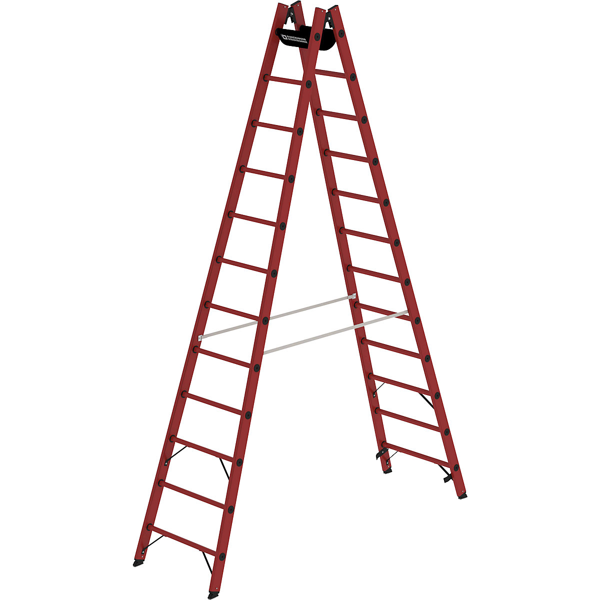Ladder van massieve kunststof – MUNK, geheel van glasvezelversterke kunststof, 2 x 12 sporten-7