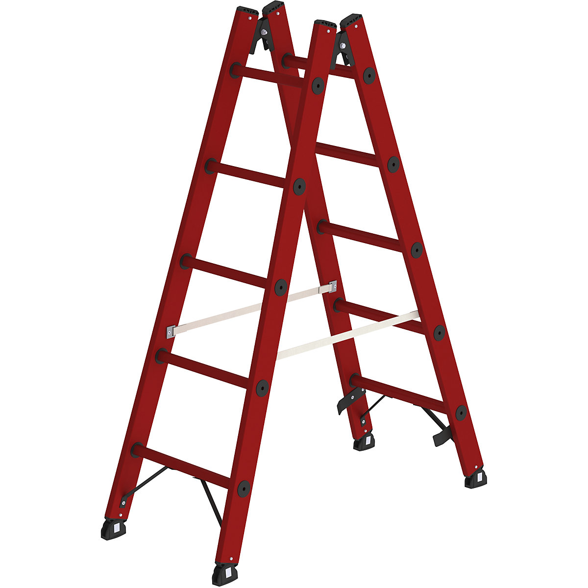 Ladder van massieve kunststof – MUNK, geheel van glasvezelversterke kunststof, 2 x 5 sporten-9