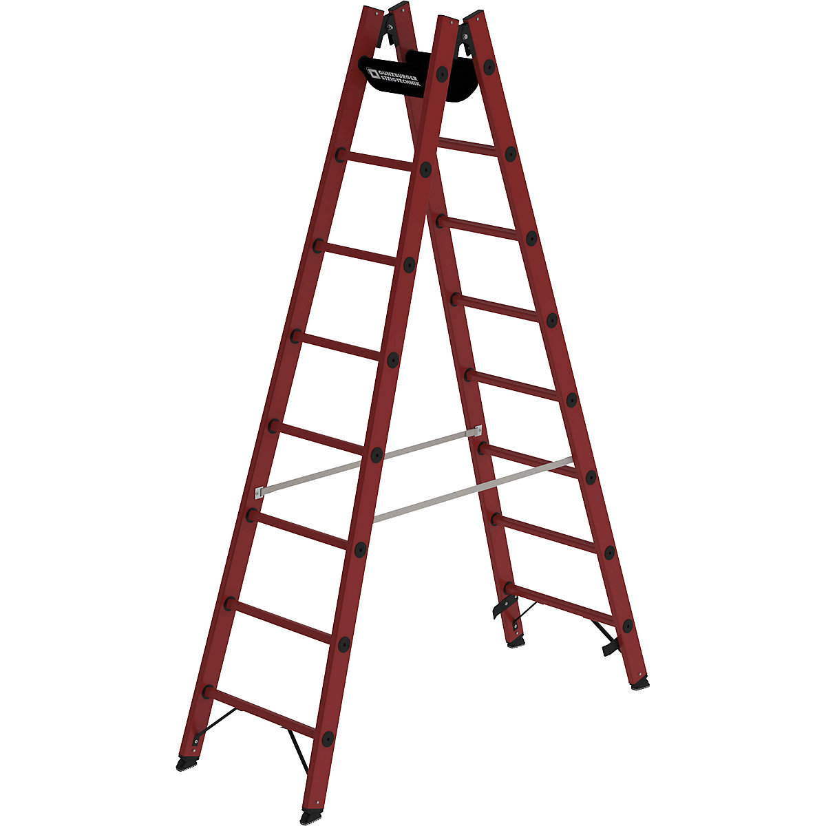 Ladder van massieve kunststof – MUNK, geheel van glasvezelversterke kunststof, 2 x 8 sporten-8