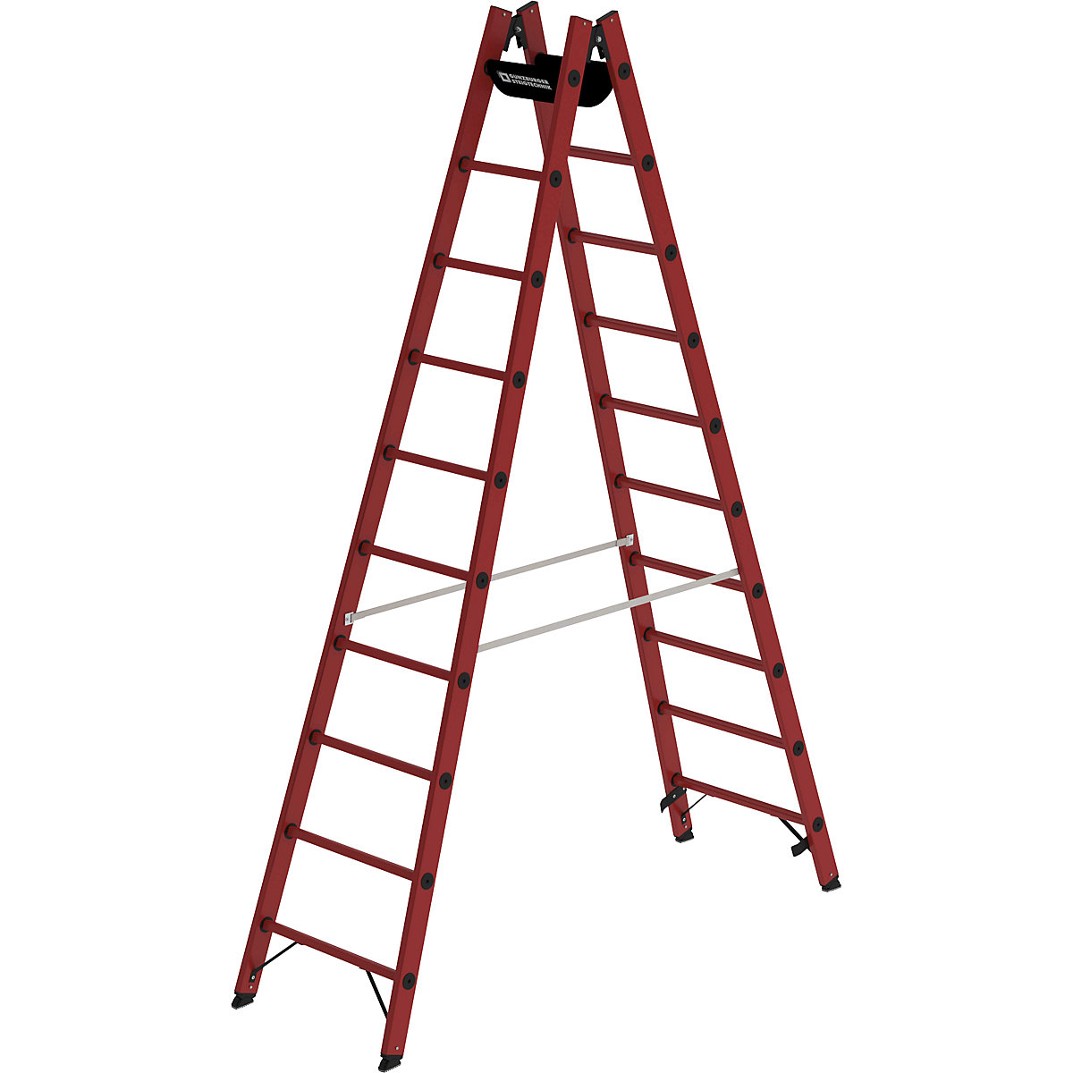 Ladder van massieve kunststof – MUNK, geheel van glasvezelversterke kunststof, 2 x 10 sporten-4