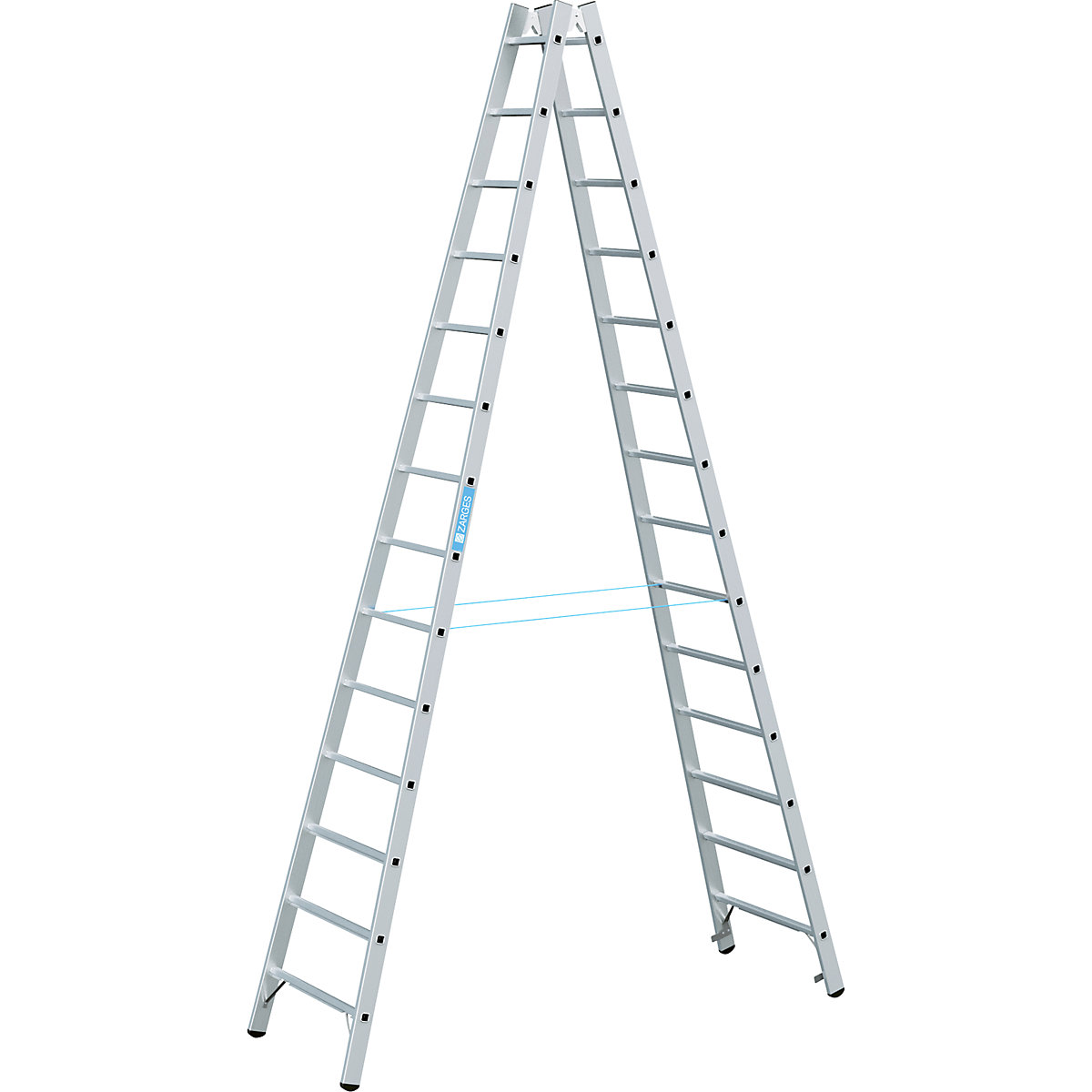 Professionele ladder met sporten – ZARGES, tweezijdig opgaanbaar, 2 x 14 sporten-7