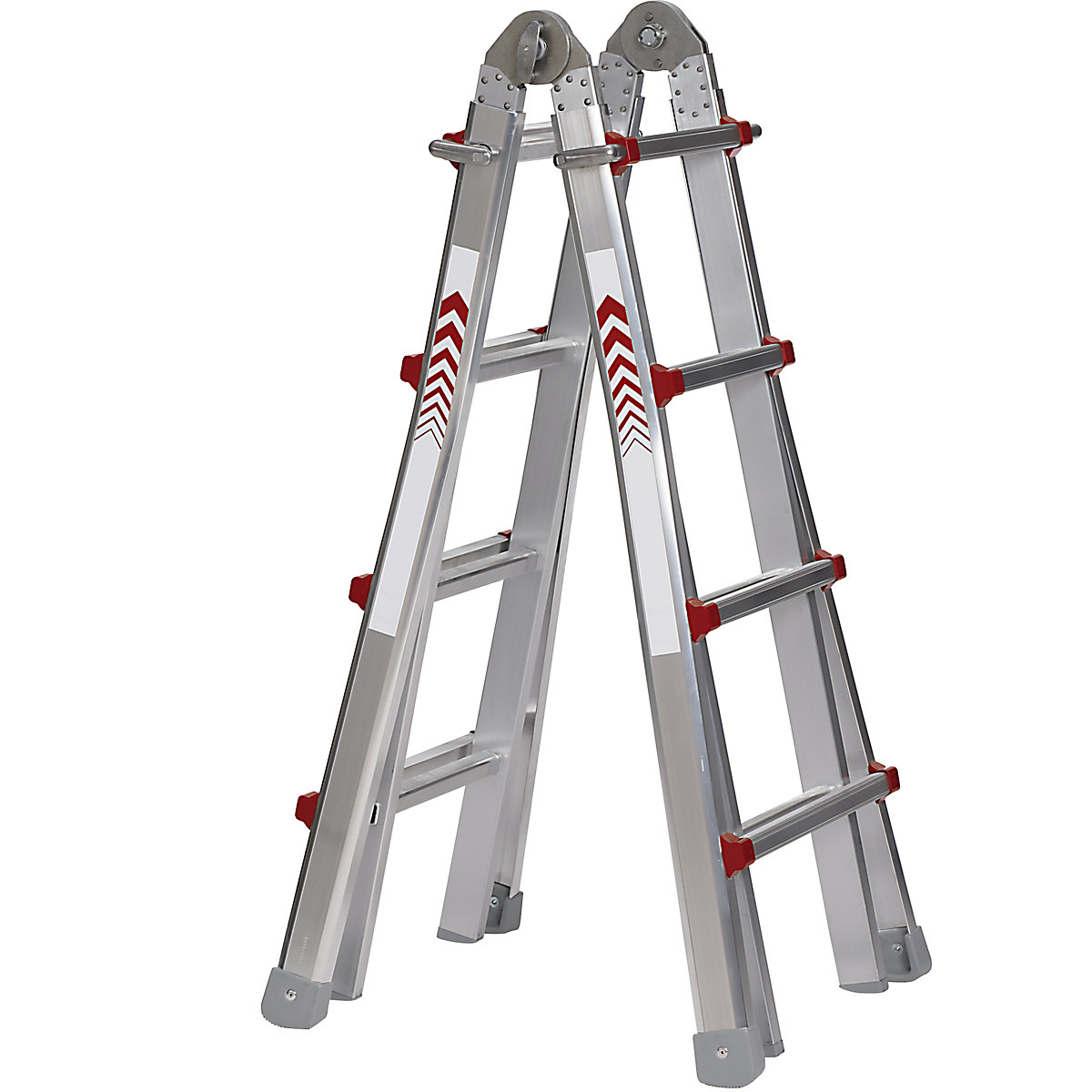 Telescopische multifunctionele ladder, bok-, aanleg-, opsteek- en trapladder in één, 4 x 4 sporten-14