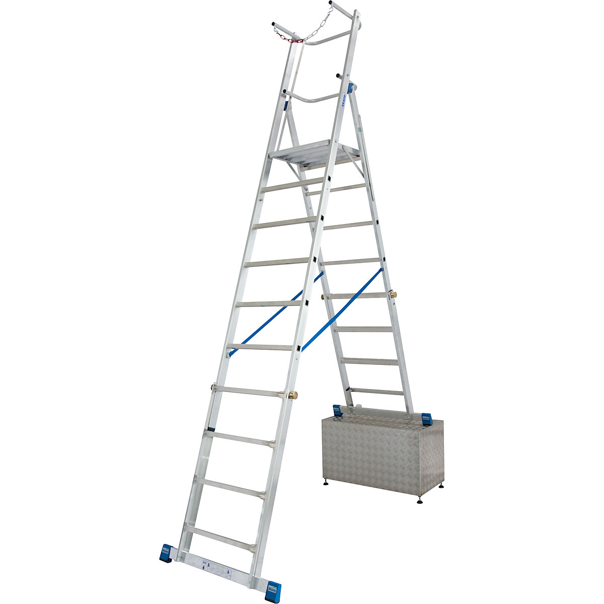 Telescopische platformtrap – KRAUSE, in hoogte verstelbaar door ClickMatic-systeem, 8 – 10 sporten-8