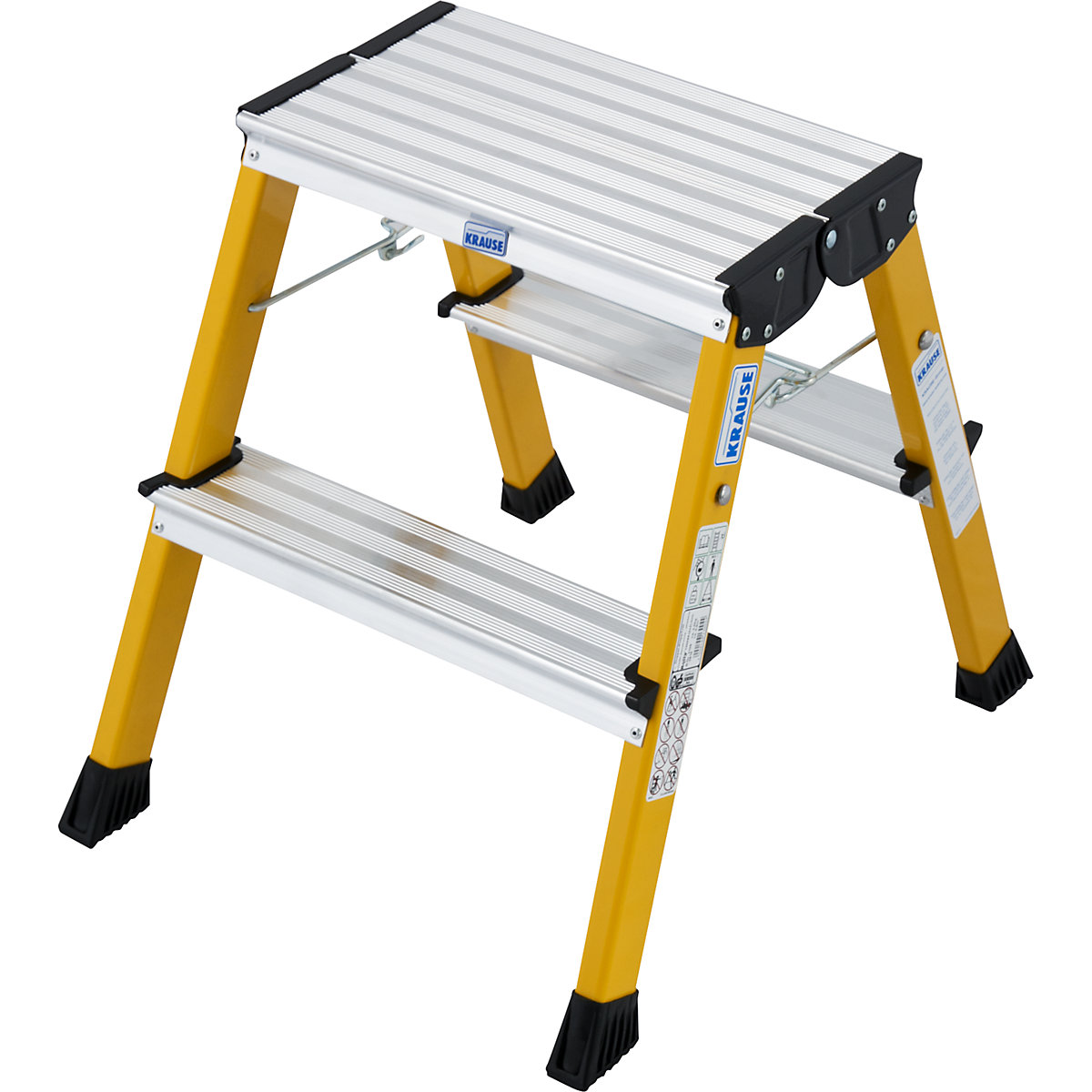 Inklapbaar aluminium trapje – KRAUSE, met wielen, 2 x 2 treden, geel, vanaf 2 stuks-4