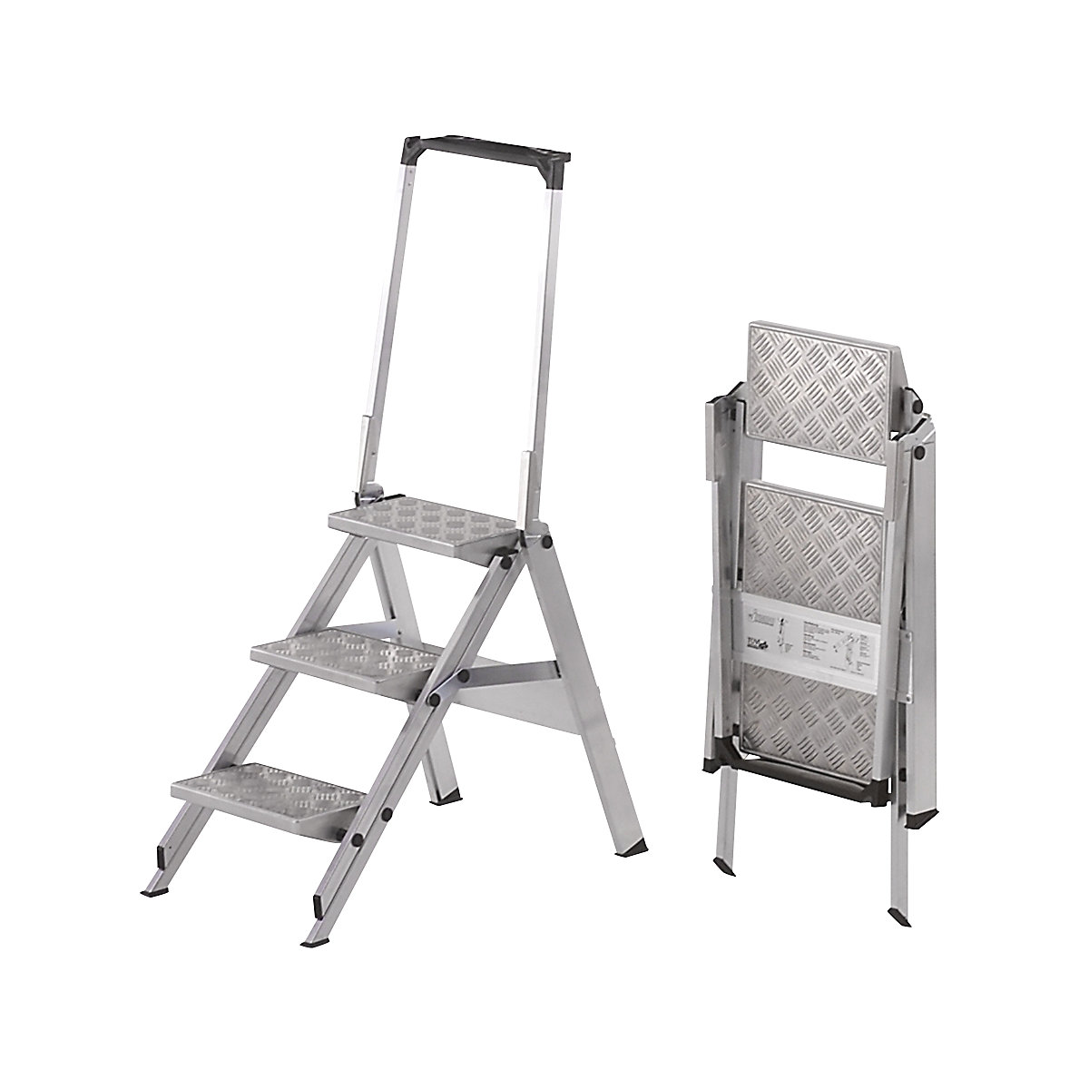 Inklapbare aluminium trap, treden van geprofileerd aluminium, met veiligheidsbeugel, 3 treden-15