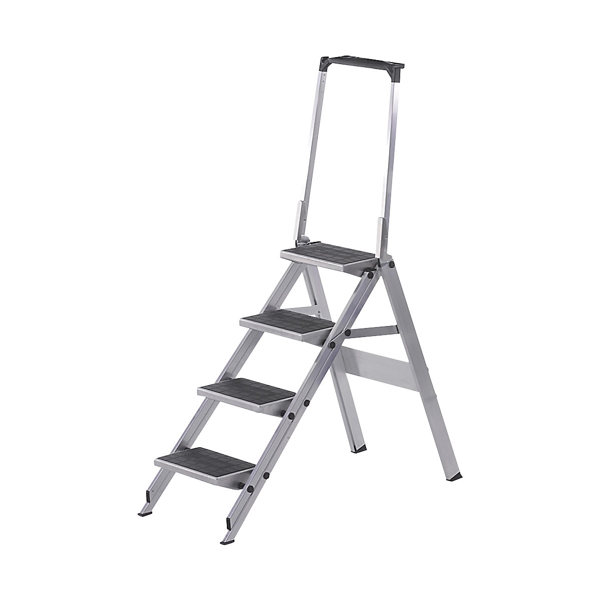 Inklapbare aluminium trap, treden van aluminium met kunststof bekleding, met veiligheidsbeugel, 4 treden-13