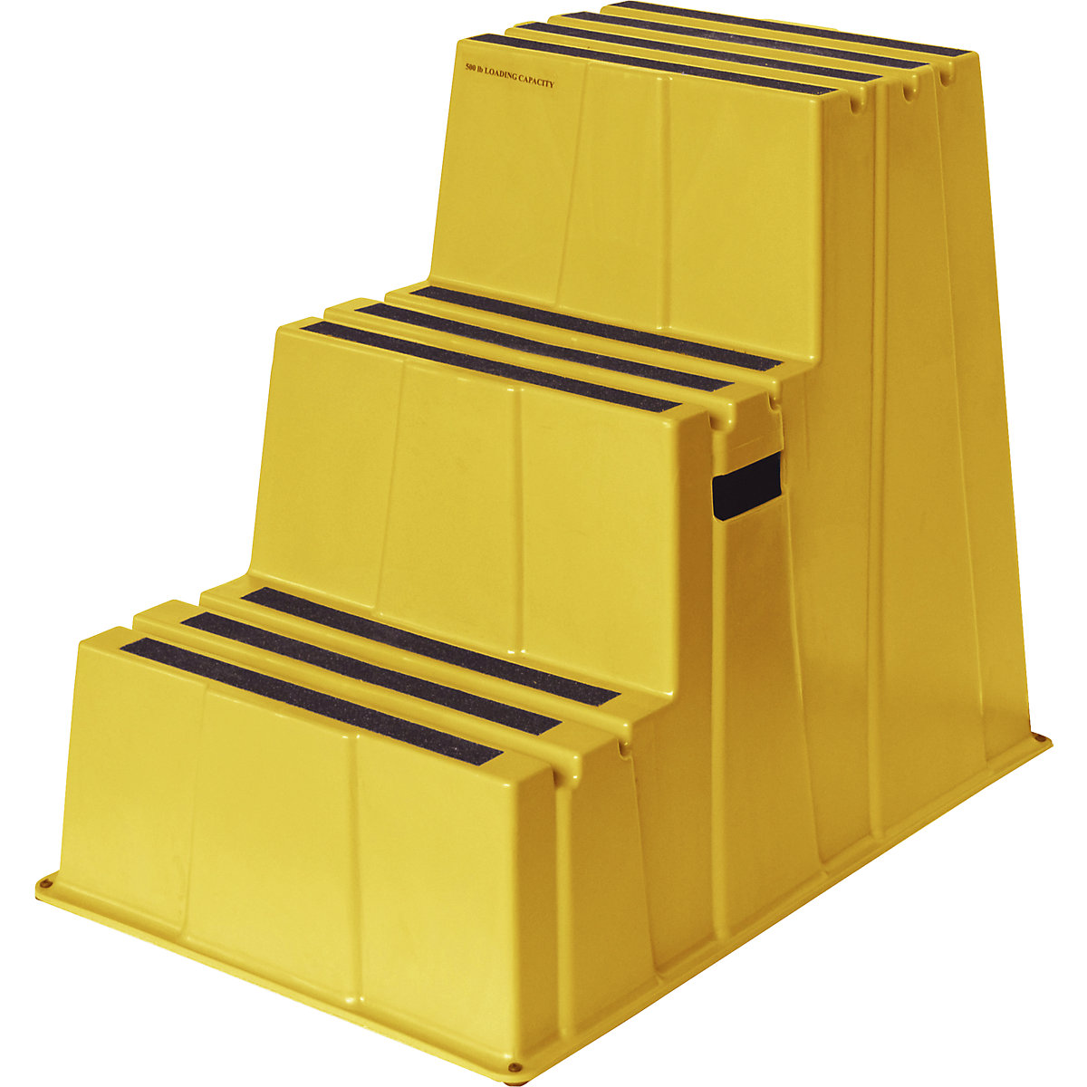 Kunststof trap met antislip treden – Twinco, draagvermogen 150 kg, 3 treden, geel-9