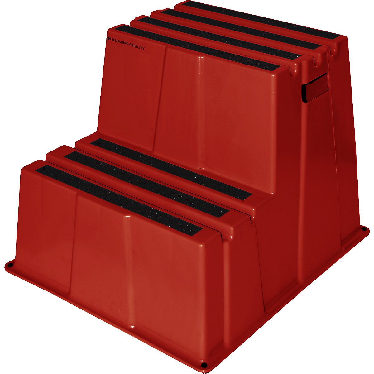 Kunststof trap met antislip treden – Twinco, draagvermogen 150 kg, 2 treden, rood-5