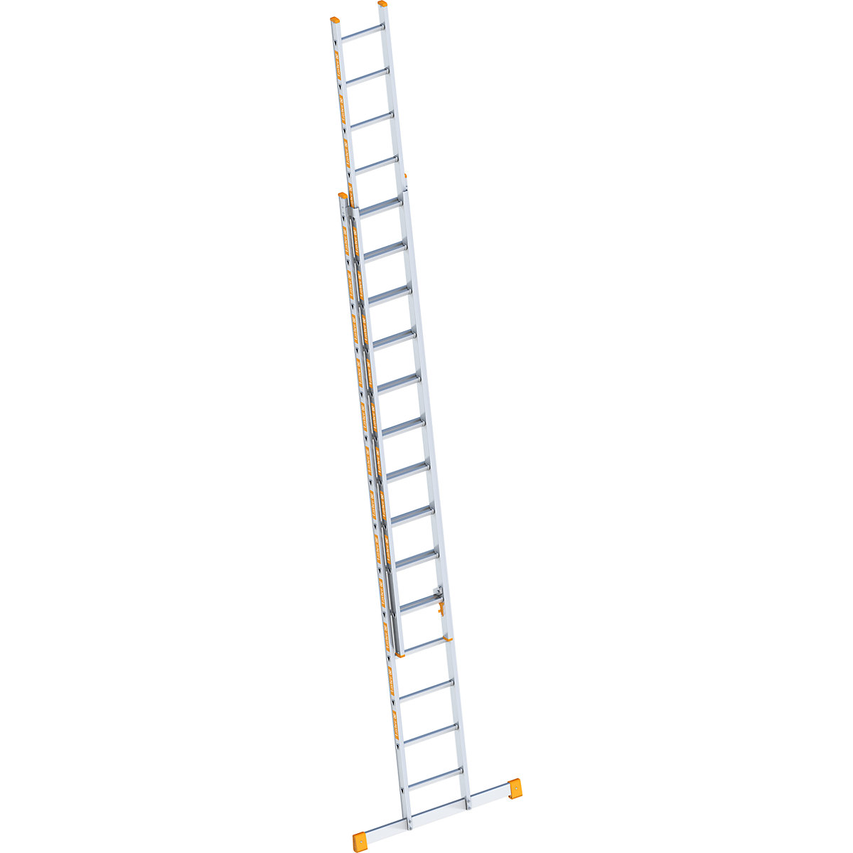 Aluminium extension ladder – Layher, 2 part, extendable, 2 x 14 rungs incl. beam-4
