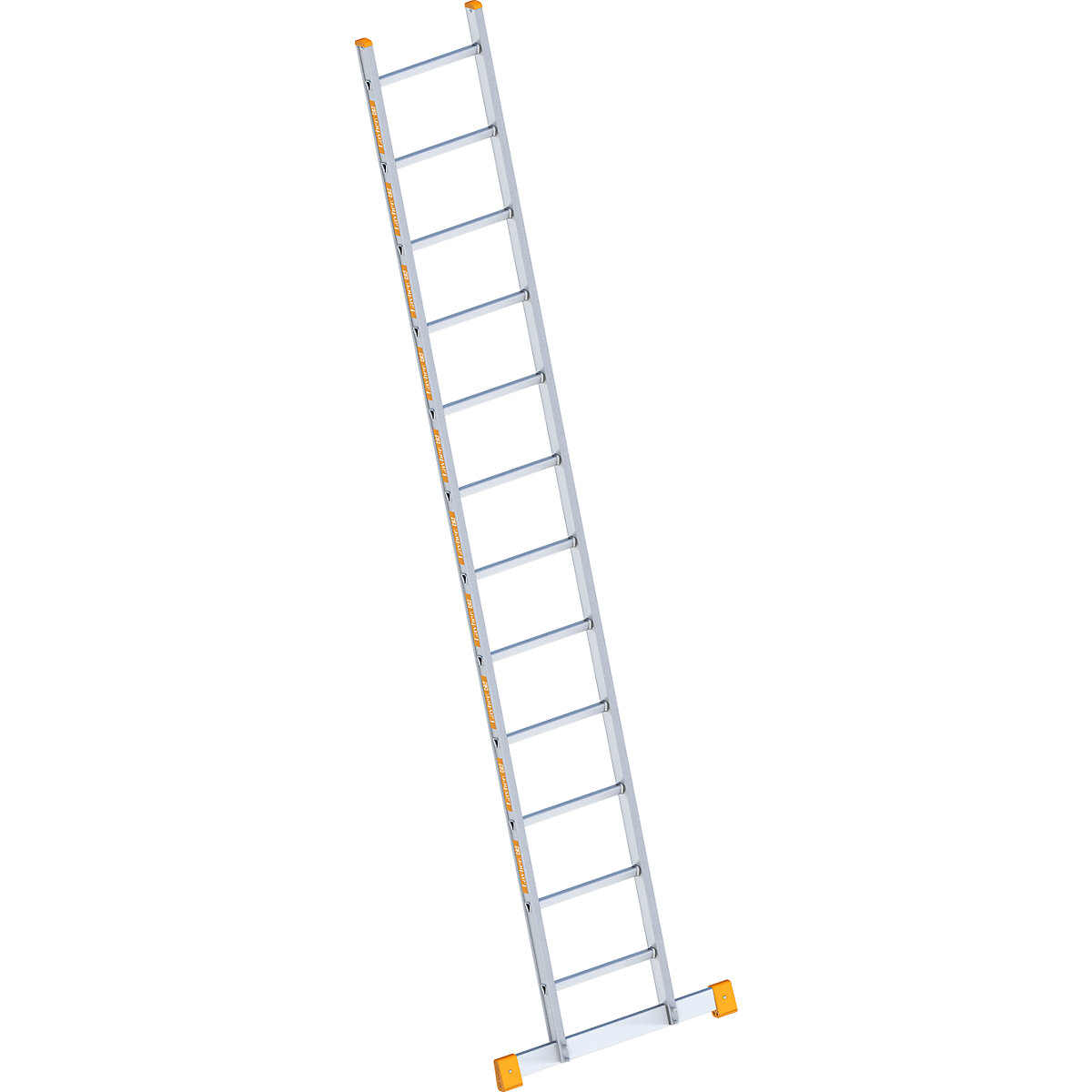 Aluminium lean to ladder – Layher, with rungs, width 450 mm, 12 rungs incl. beams-6