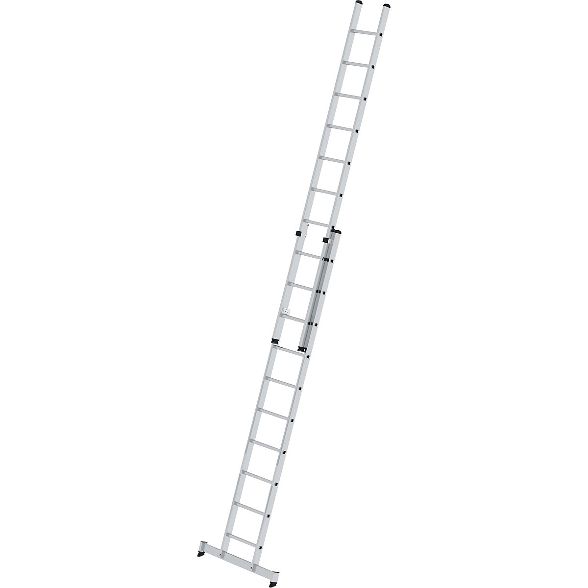 Height adjustable lean-to ladder – MUNK, extension ladder, 2-part, 2 x 10 rungs, with nivello® support-10