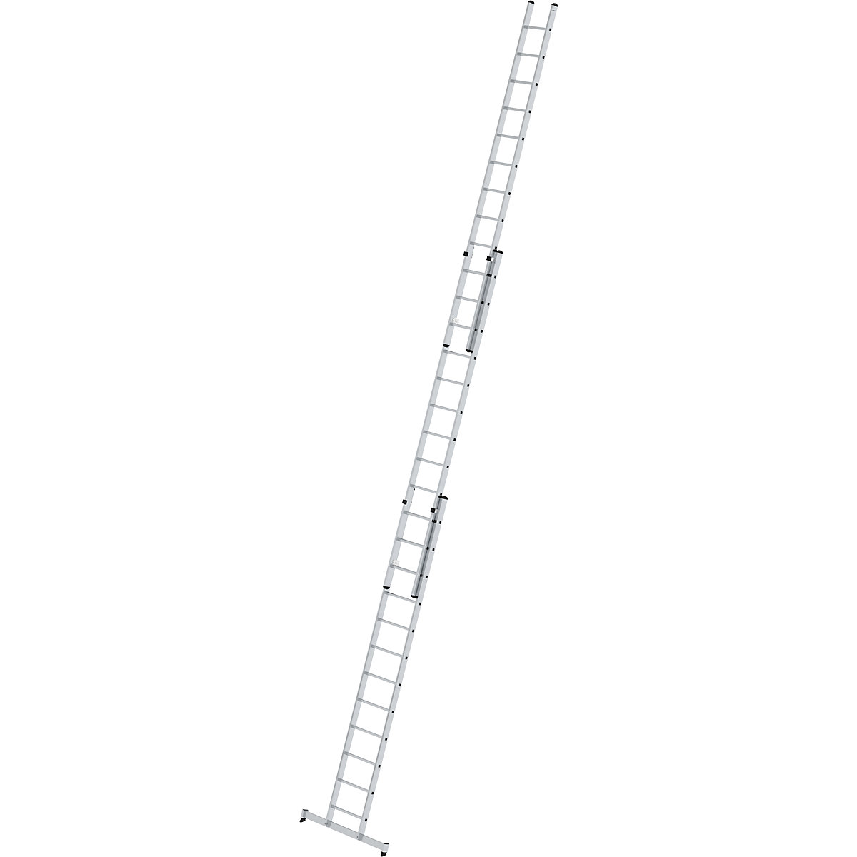 Height adjustable lean-to ladder – MUNK, extension ladder, 3-part with nivello® support, 3 x 12 rungs-7